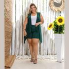 Conjunto Feminino Shorts E Colete Liso Plus Size Mazal Moda Verão