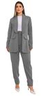 Conjunto Feminino Social Alfaiataria Oxford Blazer Max E Calça Com Cinto