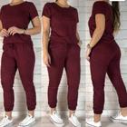 Conjunto Feminino Suede T Shirt E Calça Jogguer Sued