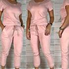 Conjunto Feminino Suede T Shirt E Calça Jogguer Sued