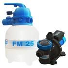 Conjunto Filtro FM-25 e Motobomba BM-25 1/4 CV Monofásica Para Piscinas até 19.000 Mil Liros - Sodramar