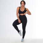 Conjunto Fitness Calça Legging Com Top Com Bojo Poliamida Cós Alto