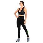 Conjunto Fitness com Top e Legging para Exercícios Cós Alto - Novidade - Preto - Oilec Sports