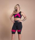 Conjunto Fitness Feminino Bermuda Com Detalhe Na Perna E Top Cropped Ombro Só Moda Treino Academia F7 NEW STYLE