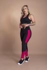 Conjunto Fitness Feminino Calça Legging Cintura Alta Faixa Lateral E Top Nadador Básico Liso Academia F7 NEW STYLE