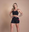 Conjunto Fitness Feminino Short Cintura Alta Com Bolso Tela E Top Cropped Alcinha Moda Academia Treino F7 NEW STYLE