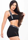 Conjunto Fitness Feminino Short e Cropped - Preto