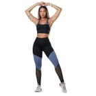 Conjunto Fitness Feminino Top + Calça Legging Zero Transparência Alta Compressão Modeladora UV50+ - GAROTAFIT