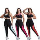 Kit 3 Conjunto Fitness Calça Legging com Bolso e Top sem bojo