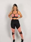 Conjunto Fitness Move Top Alcinha Dupla e Calça Cintura Alta Detalhes em Tule