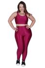 Conjunto Fitness Plus Size 3D Cropped Bojo Removível e Legging Cintura Alta BARBARA