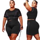 Conjunto fitness Plus size GG XGG EXGG Short e top de Manga