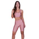 Conjunto Fitness Top Com Bojo Removível Bermuda Cintura Alta 3D - BRUNA - BELLA DA SERRA MODAS