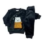 Conjunto Fleece com Bordado Quentinho Peluciado Para Bebê