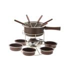 Conjunto Fondue Giratório 15 Peças Cor Chocolate Forma Inox