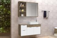Conjunto Gabinete Banheiro c/ Espelheira - CJ Turin 80 Cm c/ Tampo de Vidro