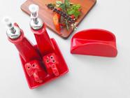 Conjunto Galheteiro E Guardanapo De Mesa Vermelho