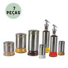 Conjunto Galheteiro Inox E Porta Condimento Completo 7 Peças - Wincy