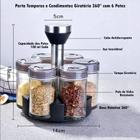 conjunto Galheteiro rotativo condimento jarro conjunto de armazenamento de aço inoxidável + vidro tempero latas de cozin
