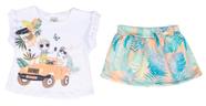 Conjunto Girls Coton Moletim Sublimado - Branco