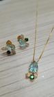 Conjunto Gota Pedra Azul em Semijoias Banhada a ouro 18k Cod.51291