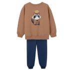 Conjunto Hering Longo Infantil Menino Toddler Em Moletom Marrom