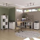 Conjunto Home Office Completo Escrivaninha em L Nero, Armário, Balcão e Gaveteiro Bit 4 Gavetas Branco Artany