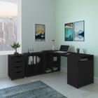 Conjunto Home Office Escrivaninha, Balcão 2 Portas e Gaveteiro 4 Gavetas Artany Na Cor Preto Artany