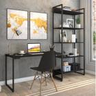 Conjunto Home Office Industrial 2 Peças 1 Escrivaninha e 1 Estante Porto