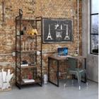 Conjunto Home Office Industrial 2 Peças com 1 Escrivaninha 90cm e 1 Estante Compace 60cm 5 Prateleir