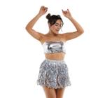 Conjunto Hot Pants + Top + Saia Fitilho, Diversas Cores, Tamanho Único Veste 38 à 42, Fantasia De Carnaval Bloco De Rua