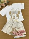 Conjunto Infantil Animê Verão Saia e Blusa Minnie Bege Disney