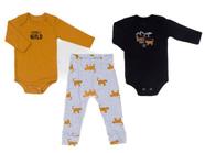 Conjunto Infantil Bebê Kit com 3 peças, 2 body manga longa e calça em malha ribana Menino Have Fun