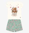 Conjunto Infantil Blusa Com Shorts Saia Trick Nick Bege