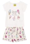 Conjunto Infantil Blusa e Shorts JACA-LELÉ Sorvetes Branco