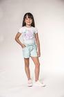 Conjunto Infantil Blusa em Cotton Estampa de Sorvete e Aplique de Strass e Pompom e Shorts em Sarja Bolso Coração - Kuki