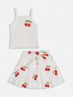 Conjunto infantil blusa regata e saia Off white