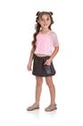 Conjunto Infantil Blusinha e Blusa de Tule com Short Saia em Moletinho