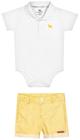 Conjunto Infantil Body Gola Polo Com Bermuda Em Tricoline Charpey Bebê Baby