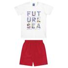 Conjunto Infantil Camisa Manga Curta Future Com Bermuda Microfibra Estampada Coleção Verão