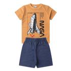 Conjunto INfantil camiseta Bermuda NASA Foguete Bem Vestir