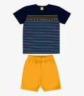 Conjunto Infantil Camiseta Com Bermuda Rovi Kids Azul