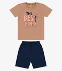 Conjunto Infantil Camiseta Com Bermuda Rovi Kids Marrom