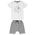 Conjunto Infantil Camiseta e Bermuda Saruel em Moletom Branco Up Baby