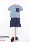 Conjunto Infantil Camiseta Listrada e Bermuda Linho Oliver