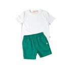 Conjunto Infantil Camiseta Masculina + Bermuda Linho Casual