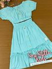 Conjunto Infantil Catavento Verão Com Saia E Blusa Azul Claro