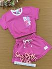 Conjunto Infantil Catavento Verão Com Shorts e Blusa Rosa Vibes