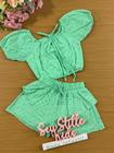 Conjunto Infantil Catavento Verão Shorts e Blusa Verde Laise