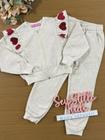 Conjunto Infantil Cinti Inverno Calça e Moletom Flanelado Corações